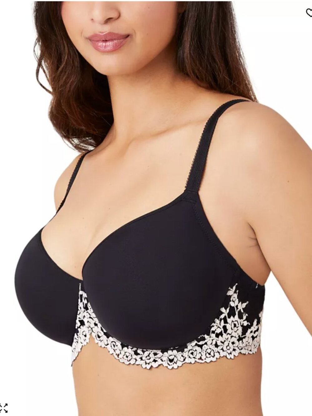 Wacoal Women's Size 32DDD Embrace Lace Contour Bra Black White 853191 Stretch‎